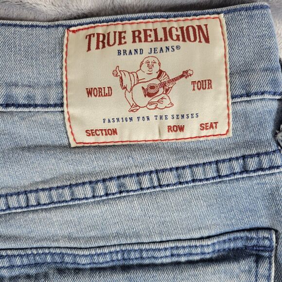 True Religion Ricky Jeans Mens SZ 31 Flap SN Relaxed Straight Light Blue Denim - Picture 5 of 12